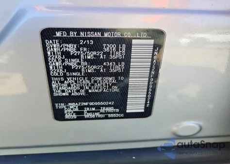 2013 Infiniti Qx56 из США, поврежденный, VIN JN8AZ2NF9D9550242